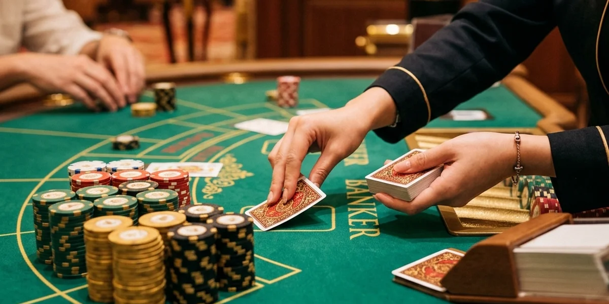 Bàn Baccarat sang trọng tại 68VIP với dealer phát bài