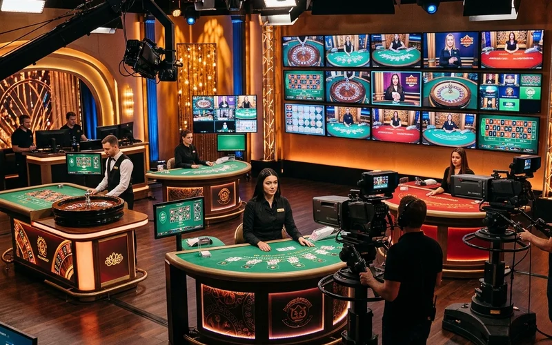 Studio live casino chuyên nghiệp với hệ thống camera đa góc